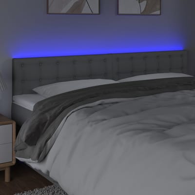 vidaXL - Hoofdbord - LED - 200x5x78/88 - cm - stof - lichtgrijs