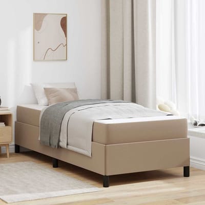 vidaXL - Bedframe - met - matras - Cappuccino - 80 - x - 200 - cm - Stof