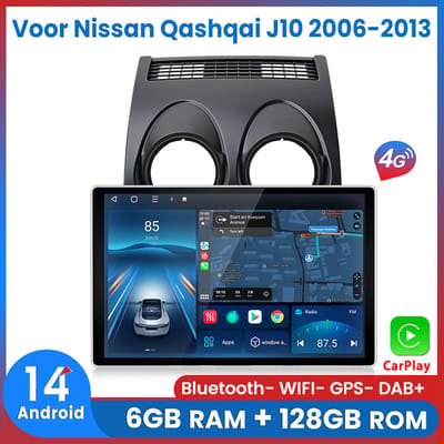 Awesafe 6GB+128GB 13.1 Inch IPS Scherm - Geschikt Voor Nissan Qashqai J10 2006 t/m 2013 - Draadloos Apple Carplay & Android Auto - 8 Kern V1PRO - GPS Navigatie 4G WIFI - Ondersteuning invoegen 4G SIM - 2006 2007 2008 2009 2010 2011 2012 2013