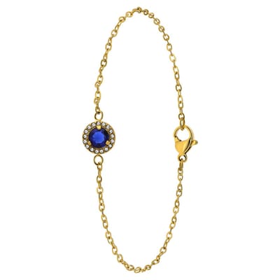 Lucardi Dames Stalen goldplated armband vintage met blauwe zirkonia - Armband - Staal - Goudkleurig - 20 cm