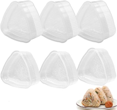 QTTVBTNA -Sushi Vormpjes Set – 6 Stuks – 3 Grote & 3 Kleine Onigiri Mallen – Transparant PP