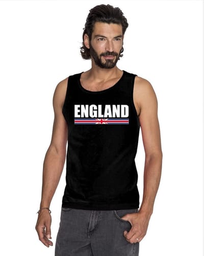 Zwart England supporter mouwloos shirt heren - Groot-Brittannie singlet shirt/ tanktop S