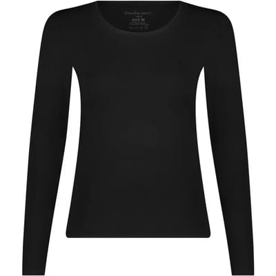 Comfortabel & Zijdezacht Bamboo Basics Merino-Bamboe T-shirt lange mouw Tracy - Zwart - S