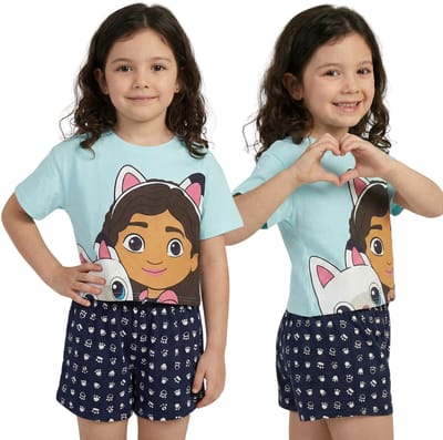 Gabby's Dollhouse Meisjespyjama, tweedelige zomerpyjama met korte mouwen, 100% katoen OEKO-TEX