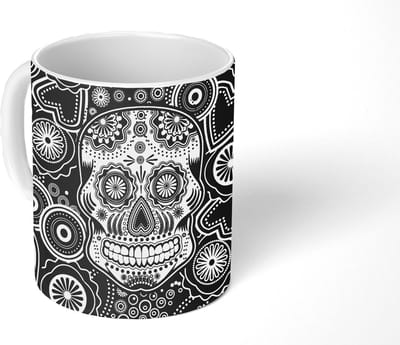 Mok - Koffiemok - Tieners - Skull - Bloemen - Patronen - Mokken - 350 ML - Beker - Koffiemokken - Theemok