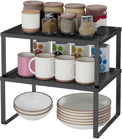 SONGMICS - Kruidenrek - Kruidenrek 4-Delig - Uitbreidbaar en Stapelbaar - Metalen Keuken Organizer