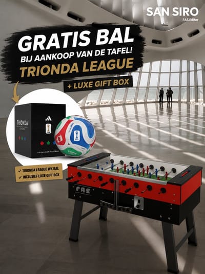 Voetbaltafel FAS San Siro 1.0 - Voebtafel voor Scholen en Kantines - Zeer stevig - met afdek glasplaat - optioneel met muntinworp