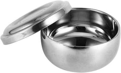 Scheerzeepbakje met deksel - Zeepschaal kom - Nat scheren - Roestvrij staal - 11 cm diameter - Zilver