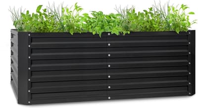 Blumfeldt Plantenbak metalen verhoogd bed, Weerbestendig stalen verhoogd bed voor balkon & tuin, Gegalvaniseerd roestvrij stalen verhoogd bed, Vrijstaande verhoogde bedden 200x100x60 cm, 1200L groot voor bloemen, fruit, groenten - Kweekbak