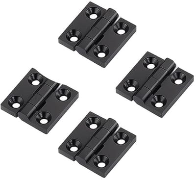 Zwarte Zinklegering Deurscharnieren 50 x 50 mm - 4 Delige Installatieset voor Aluminium Profiel