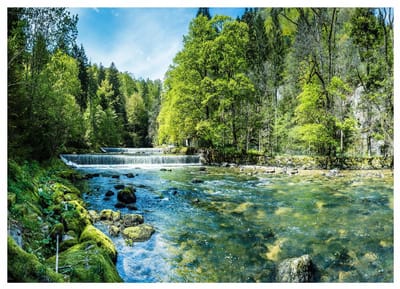 WALLARENA - Fotobehang - 150x105 cm - 3D waterval natuur landschap muurdecoratie