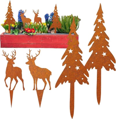 Decoratieve tuinharingen - Buiten decoratie - Tuin verfraaien - Weerbestendig metaal - 30x22 cm - Bruin