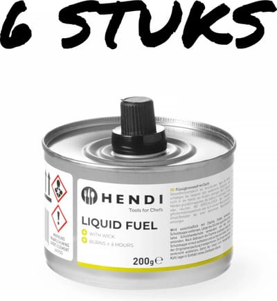 HENDI Vloeibare brandstof met lont – roet- en geurvrij – brandduur ± 6 uur – 6 stuks