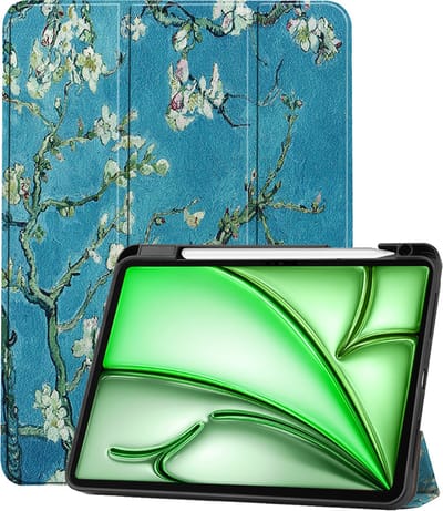 Hoesje Geschikt voor Apple iPad Air 6 (2024) - 11 inch - 6e Generatie - M2 - Dun & Stevig - Trifold Bookcase - Hard Cover Case - Met Uitsparing Geschikt voor Apple Pencil - Hardcover Book - Tablet Hoes - Bloesem