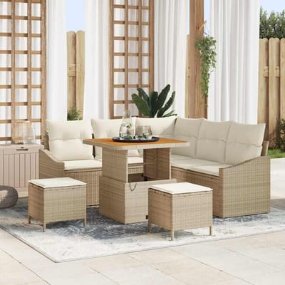 vidaXL - Tuinbank - Set - 8 - st - 7-Aantal - zitplaatsen - Beige - Poly - rattan