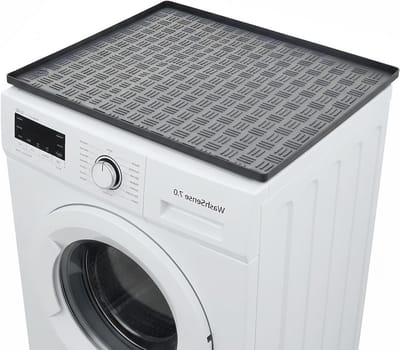 Antislip wasmachinemat voor vloerbescherming met verhoogde randen, ideaal voor wasruimte, keuken en badkamer, 60 x 60 cm (grijs)