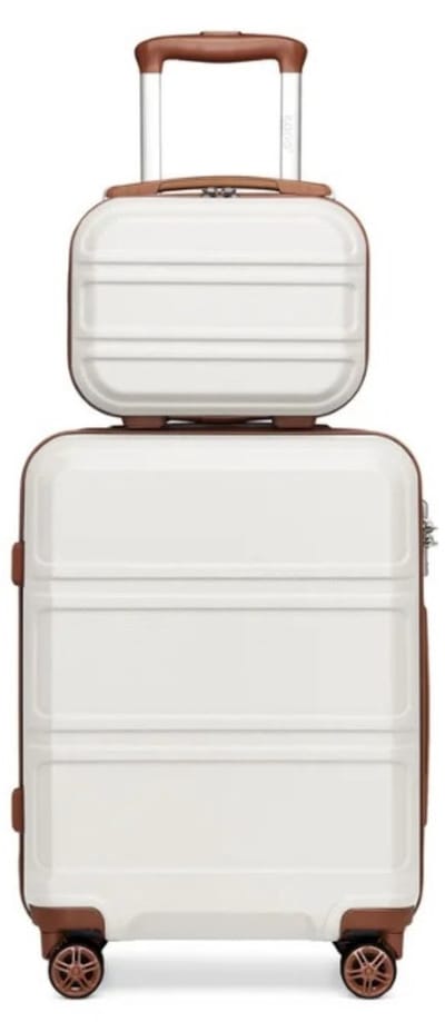 VIEMAE Koffer - Koffer met beautycase/toilettas - Kofferset 2 delig - Lichtgewicht - 360° draaibare wielen - TSA-slot - Crème wit