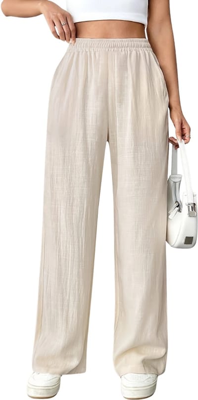 Livano Linnen Broek Dames - Zomerbroek - Volwassenen - Lange Broek - Pantalon - Strandbroek - Zomer - Ibiza Stijl - Beige - Maat XS