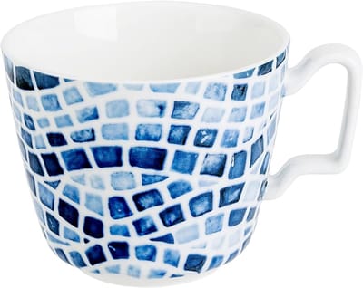 Mosaic koffiemok - porselein - blauwe mok - set van 6