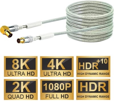 Schwaiger 10m 90° gehoekt IEC antennekabel 110db TV coaxkabel coax-kabel