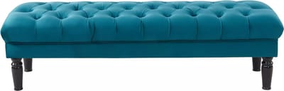 Vente-unique Bankje voor voeteneinde bed RINALDO - Blauwgroen fluweel