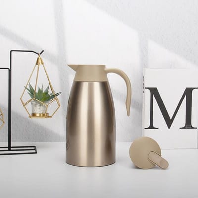 Nieuwe Huishoudelijke Slaapzaal Isolatie Pot Hoog Vacuüm Reispot Grote Capaciteit Theehuis Huishoudelijke 304 Roestvrijstalen Koffiepot 2000ml goud