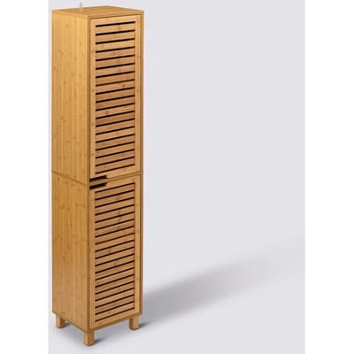 5Five Kolomkast - hoog - 34 x 24 x 170 cm - bamboe - bruin - badkamerkast - badkamer meubel