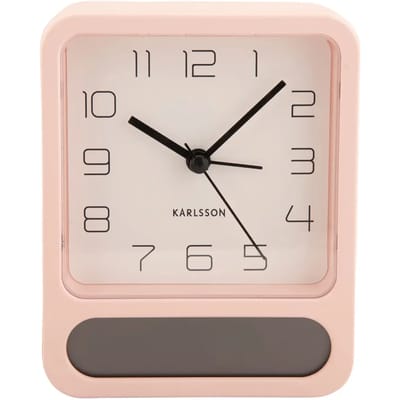 Karlsson Wekker Duo - Roze - 9.7x4.5x12cm - Scandinavisch - Wekker voor slaapkamer - Wekkers