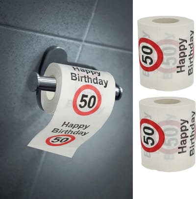 Toiletpapier set voor 50e verjaardag - 2-laags 24 meter met verjaardag motief