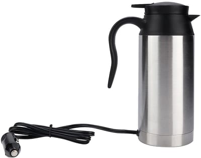 Allecto - Roestvrijstalen Verwarming Mok - Elektrische Waterkoker - 750ml - Ideaal voor Koffie en Thee - Handige Reisbeker - Zwart en Zilver