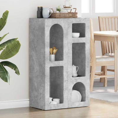 vidaXL - Dressoir - ELST - Beton - Grijs - 59 - x - 35 - x - 100,5 - cm - Bewerkt - hout