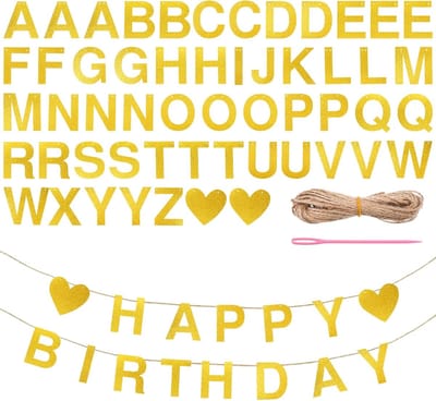Persoonlijke Verjaardagsbanner met 57 Letters - Gouden DIY Slingers voor Feestdecoratie, Bruiloft en Gefeliciteerd