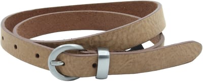 Dames riem beige - Smalle leren riem 2cm met zilverkleurige gesp - Leer - Smalle riem - Casual - Maat 85