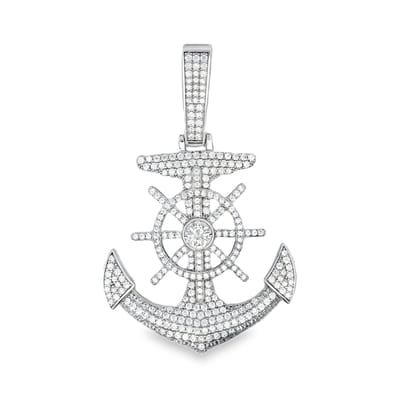 Juwelier Zwartevalk zilveren (gerhodineerd) anker hanger met scheepsroer - 24.308
