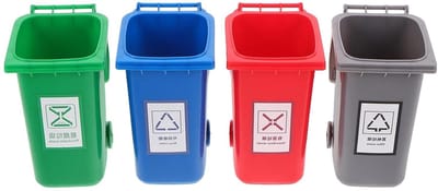 Bureau Afvalbakjes - Mini Prullenbakjes - Bureau Organisatie - Met Deksel - 4 stuks - Diverse Kleuren