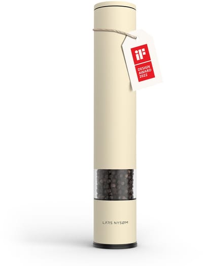LARS NYSØM Lagom - XL Zout en Pepermolen - 1 stuk (28,8cm) - Keramische Maalwerk met Instelbare Maalgraad - Roestvrijstaalen Zoutmolen Pepermolen (Almond Beige)