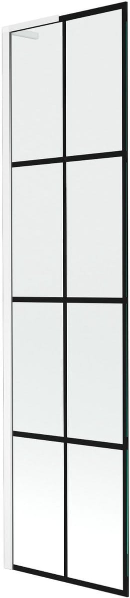 Mexen Next L badwand scherm 1-deurs 50 x 150 , zwarte raster, wit - 895-050-000-03-77-20