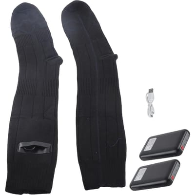 Double électrique lavable ?Chaussettes Chauffantes Latérales Recharge USB avec Contrôle de Température Noir gray