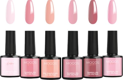 Moods Gellac 6-delige Set - Transparante Gel Nagellak - 8ML - Pink Jelly Nude Edition - Gellac - Nagels - Gellak Starterspakket - Nude Kleuren - HEMA- & TPO-vrij