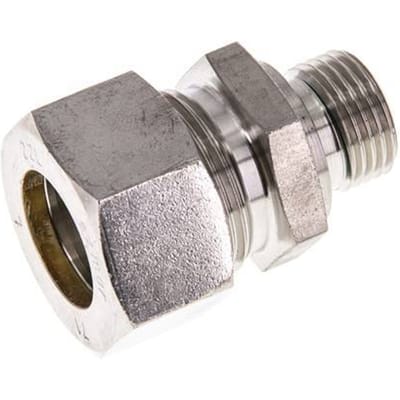 G 1/2'' Buitendraad x 22L RVS Rechte Knelfitting met FKM Afdichting 160 Bar DIN 2353 - FL2S-MO-STFP-012G-22-L