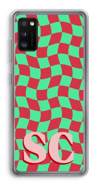 Gepersonaliseerd - Case Company® - Hoesje geschikt voor Samsung Galaxy A41 hoesje - Grid Monogram - Soft Cover Telefoonhoesje - Bescherming aan alle Kanten en Schermrand