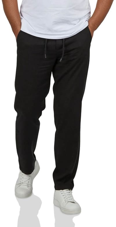 DENIMFY Heren Chino Broek DFDylan regular/straight Zwart S Volwassenen Zomerbroek - Elastische Taille