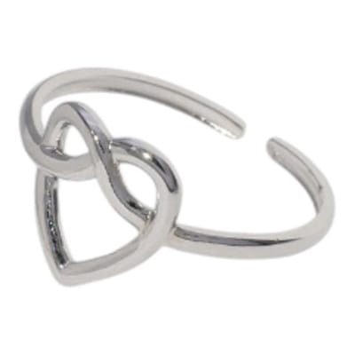 Aramat Jewels | Ringen | Open Ring RVS met Groot Hartje (14 mm) | Zilverkleur | |14mm | Staal | Volwassenen | Verkleurd niet