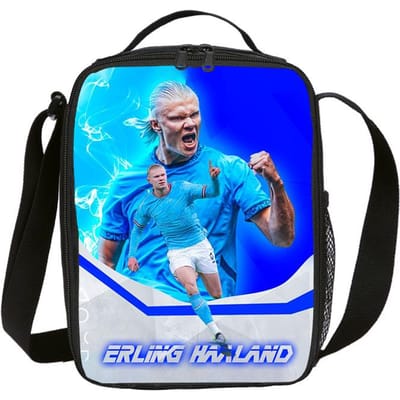 Geïsoleerde Lunchtas Haaland Voetbalster Lunchcontainer Lekvrije Tote Lunchbox Voetbal Sport Voedselopbergzakken Thermische Tas