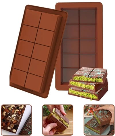 Dubai Chocolate Siliconen Chocoladevorm – Makkelijk te Gebruiken, Duurzaam en Veelzijdig – Perfect voor Zelfgemaakte Chocolade, Candy Bars en Meer