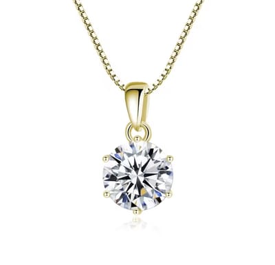 Aurélia Dames Ketting – 1,0 ct | 6.5mm Moissanite Lab Diamant met Vergulde Goudkleurige Hanger – Luxe & Tijdloos Cadeau Sieraad Verguld Goud