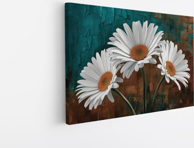 Saammp Canvas Schilderij - Madeliefjes - Natuur - Modern - 45x30 - Foto op canvas - Wanddecoratie - Muurdecoratie Woonkamer - Kantoor Decoratie