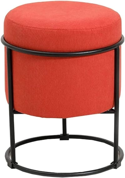 Gestoffeerde Voetenbank - Ottomaanse Kruk - Ontspannen Zitten - Verwijderbare Stoffen Hoes - 36x36x44cm - Rood