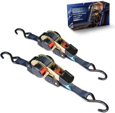 2x Intrekbare Ratel Spanband 3,5m - Zelfoprolend Bevestigingsmateriaal voor Motoren, Trailers en Boten