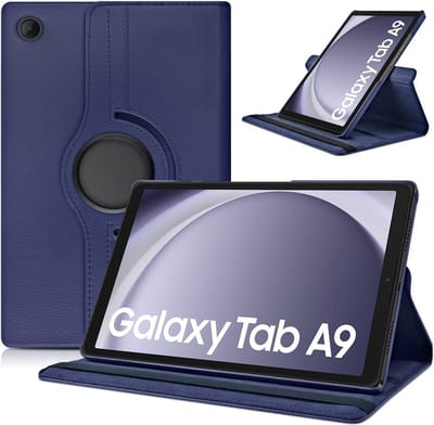 Hoes Geschikt voor Samsung Galaxy Tab A11 / A9 Hoes Case Hoesje 360 Draaibaar Donker Blauw - Hoesje Geschikt voor Samsung Tab A11 / A9 Hoes Cover Draaibaar